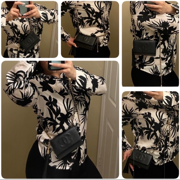 ⚜️🖤Chanel Wallet on a Pearl Crush Style Adjustable Crossbody Chain BumBag WOC - Picture 10 of 13